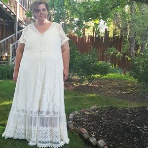 knee length dresses for ladies HERMOSA MAXI DRESS IN IVORY LACE – DE LA VALI OFFICIAL main image 1